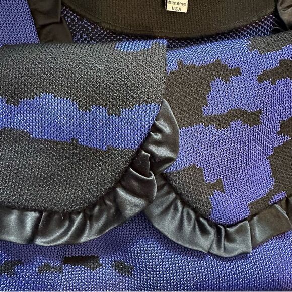 Toula Blue and Black Knit Jacket with Ruffles Sz 6 NWT - Picture 10 of 14